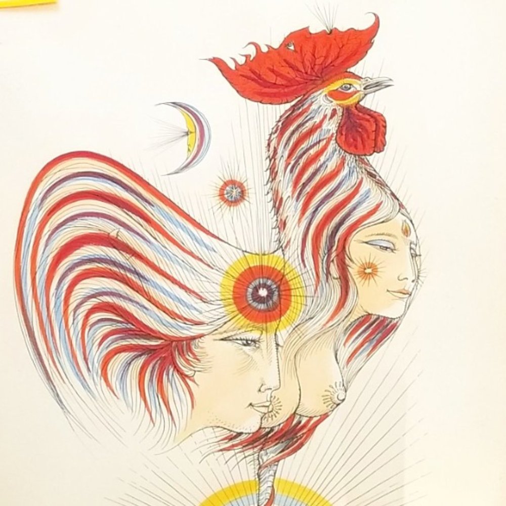 Vintage pen & ink art original signed "Le Coq" 1971